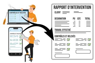 Rapport d'intervention personnalisé saisi sur ordinateur ou application mobile de gestion des interventions