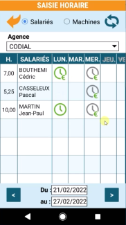 Saisie des heures et frais simple avec visualisation facile de ce qui a été synchronisé