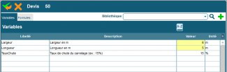 Saisie des variables dans mon devis