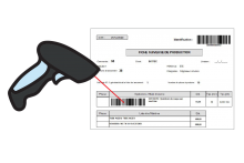 Douchette pour scanner le début et la fin des opérations de production et donc calculer le temps pour la saisie horaire